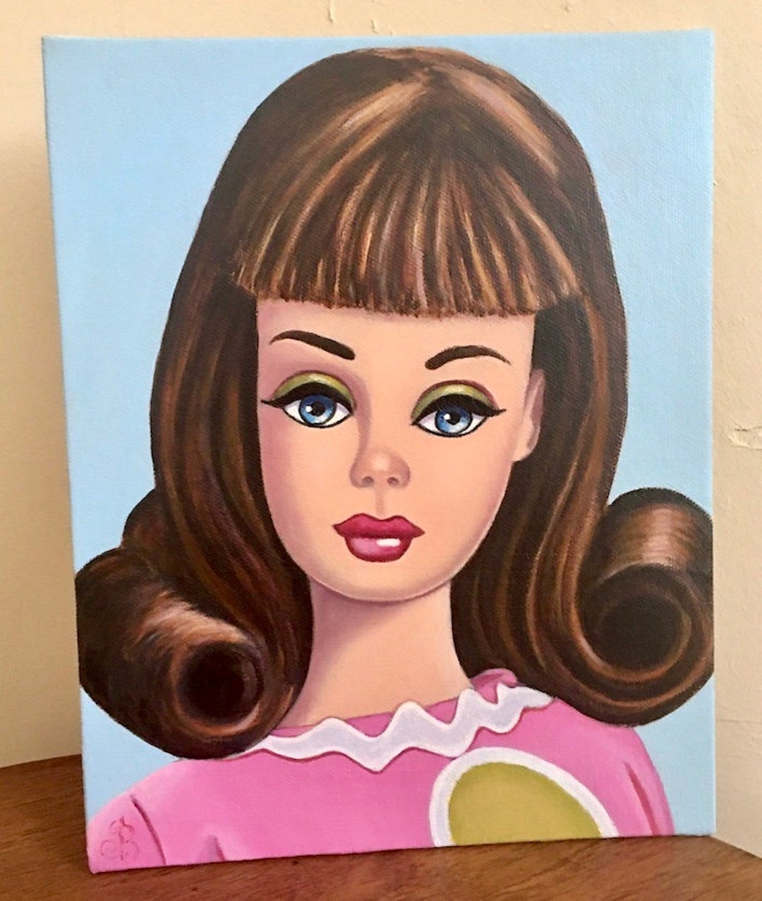 Barbie Art Original Oil Painting Barbie Cousin Francie Doll on Canvas