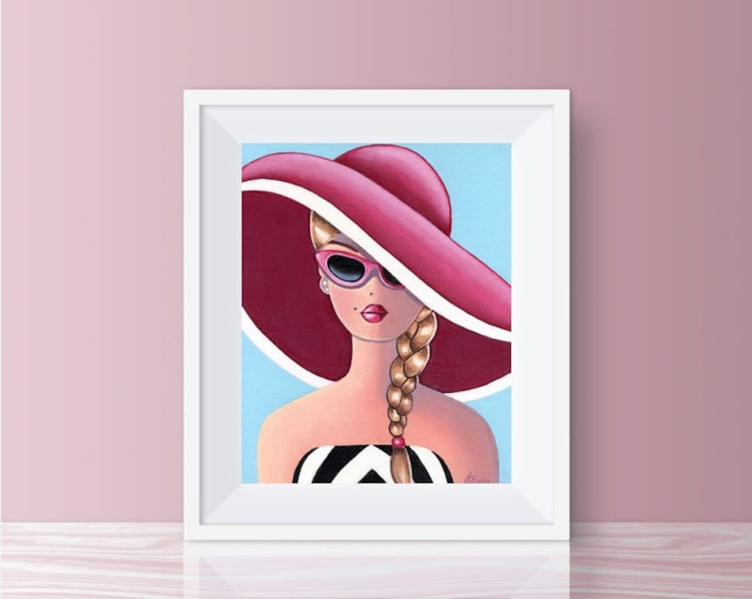 Centralisere favor voksenalderen Barbie Art Original Oil Painting of Barbie Doll in Pink Hat - Etsy