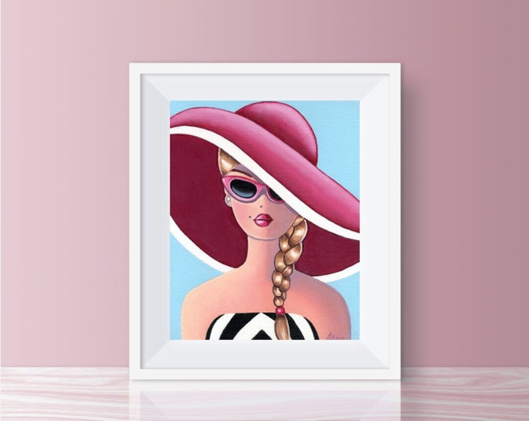Barbie Art Original Oil Painting of Barbie Doll in Pink Hat Etsy