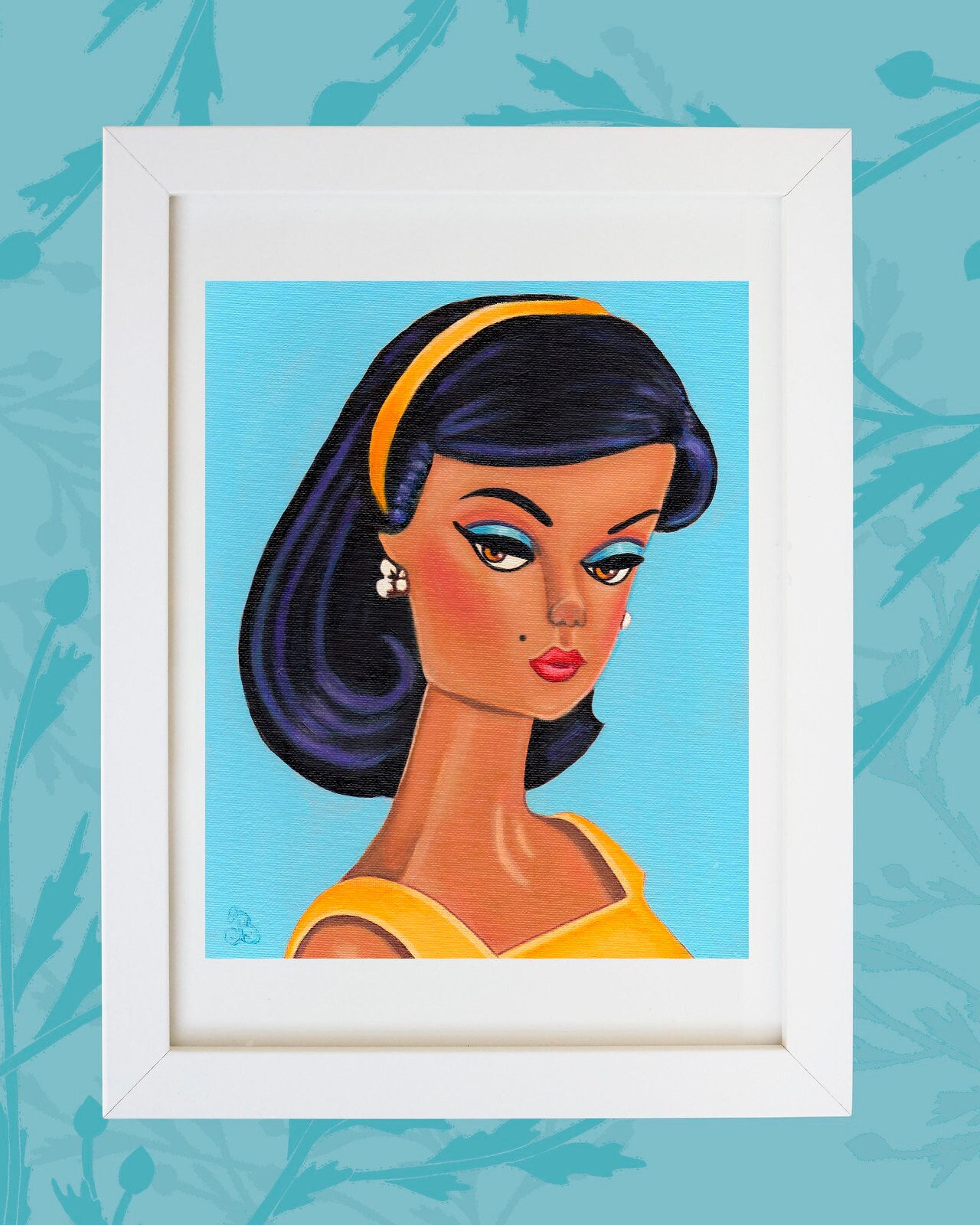 Barbie Art Original Oil Painting of Dark Hair Silkstone Barbie Doll Yellow Top Canvas Panel 10 X 8 7 X 5 Inches Print Aceo Also Available Etsy UK