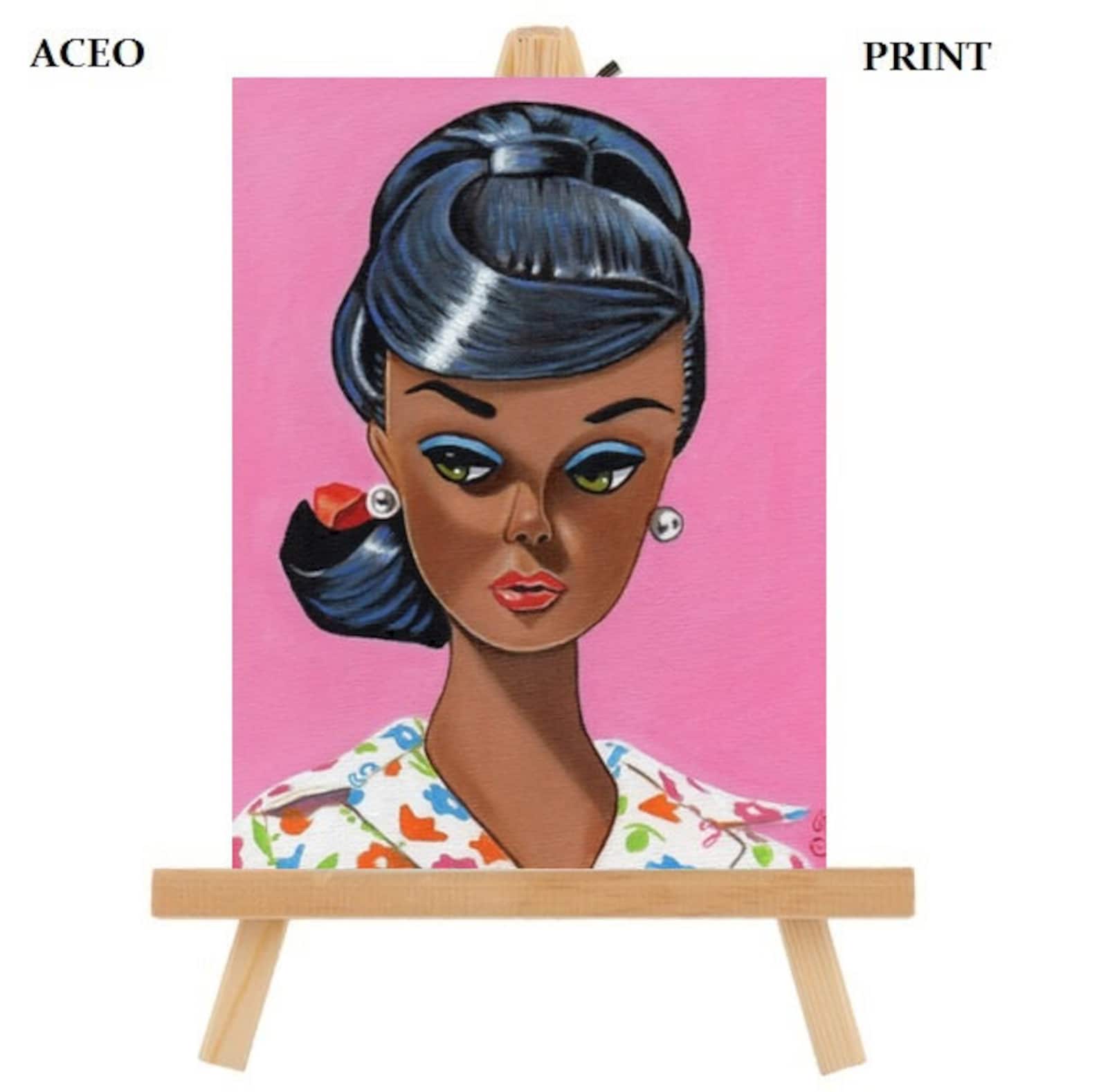 AA Black Barbie Doll Art Print From Original Painting of - Etsy