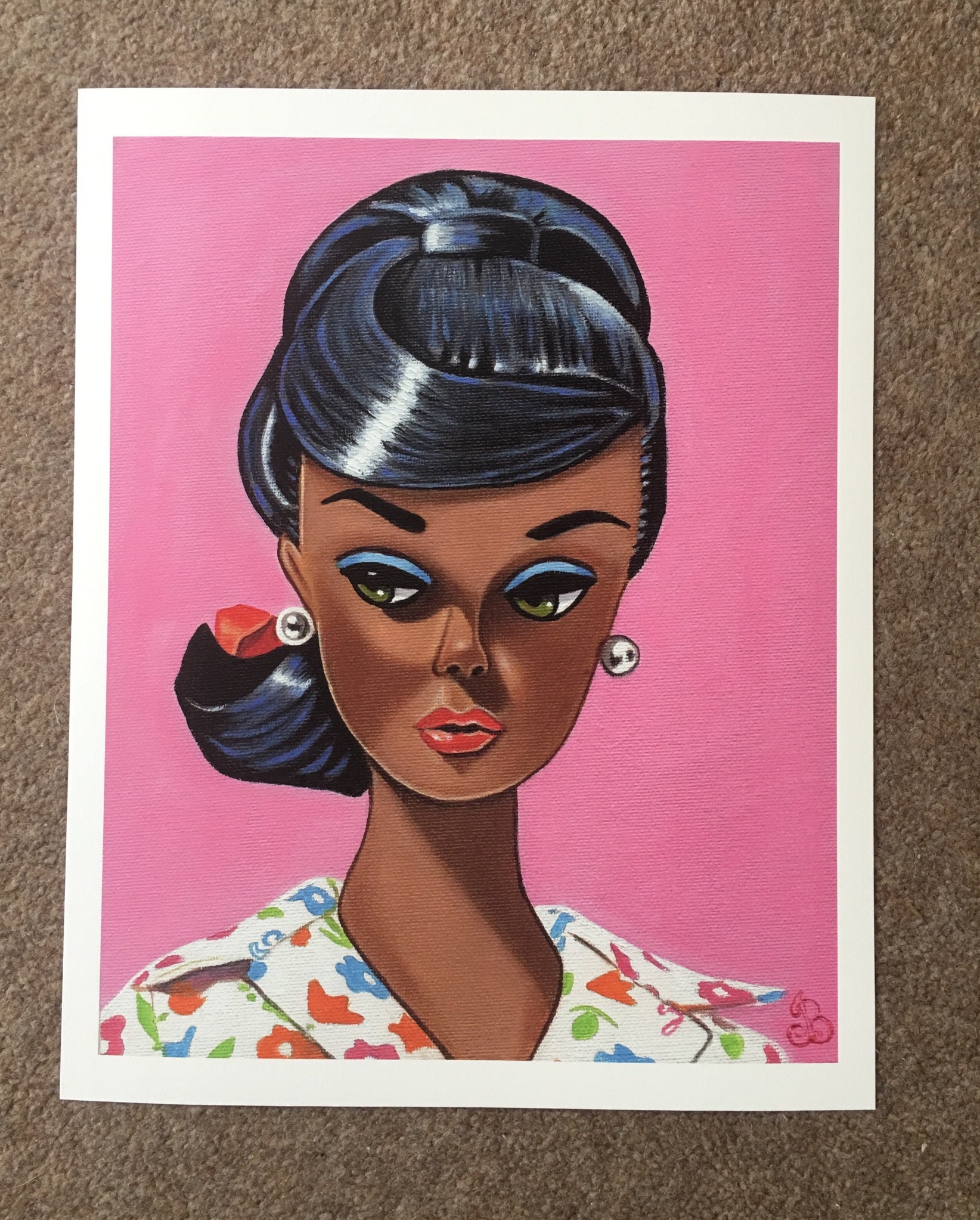 AA Black Barbie Doll Art Print From Original Painting of | Etsy