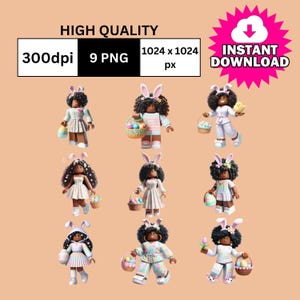 Set of 9 Easter Roblox girls. Instant download. Png format | Roblox girls png set | sublimation | Roblox Easter PNG | roblox clipart