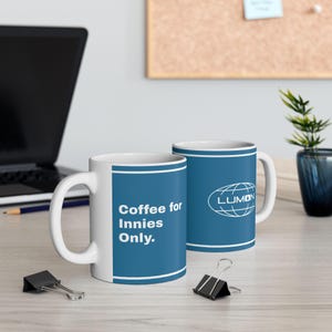 Coffee For Innies Only Severance Mug, Lumon Macrodata Refinement Office Coffee Cup, 11oz | Lumon Logo