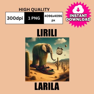 Lirili Larila PNG | Brainrot Italiano PNG | Memes PNG | Download digital | Desenhos de sublimação | Sublimação de memes | Arquivos digitais de memes