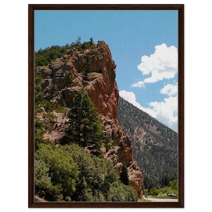 Framed Mountain Landscape Canvas Print: Scenic Mountain Drive Art