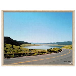 Framed Lake in Mountains Canvas Print: Serene Nature Art