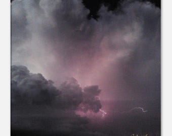Gwałtowna burza z piorunami, wydruk na płótnie: dramatyczne dzieło natury