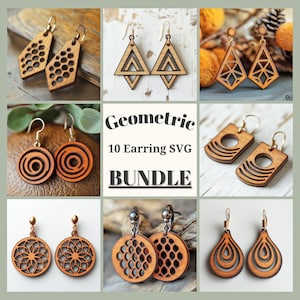 Ensemble de boucles d'oreilles tendance automne SVG : motifs géométriques et bohèmes