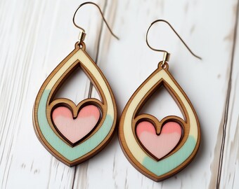 バレンタイン ハート イヤリング /SVG/レーザーカット/デジタル