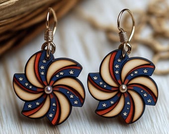 Patriotic Earring SVG, 4th of July Laser Cut Files, Glowforge Jewelry, DXF, Wood SVG