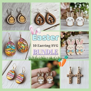 Paquete SVG de pendientes de Pascua: archivo cortado con láser para diseños de corte de joyas de Glowforge y Cricut