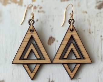 Archivo láser SVG de pendientes geométricos de otoño / Diseño de pendientes DIY boho chic