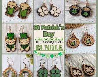 St. Patrick's Day oorbellen SVG-ontwerpbundel - direct downloaden (AI, DXF)