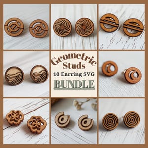 Lot de boucles d'oreilles SVG, fichier découpé au laser, fichiers SVG Glowforge, boucles d'oreilles en bois svg