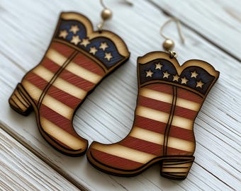 SVG Cut Files, Laser Earring SVG, 4th of July DXF, Glowforge Jewelry, Patriotic Teardrop Wood