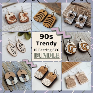 90er Jahre Ohrringe SVG Design Bundle - Sofort Download (AI, DXF)
