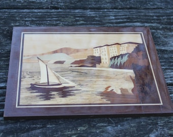 Wood Intarsia Picture Vintage