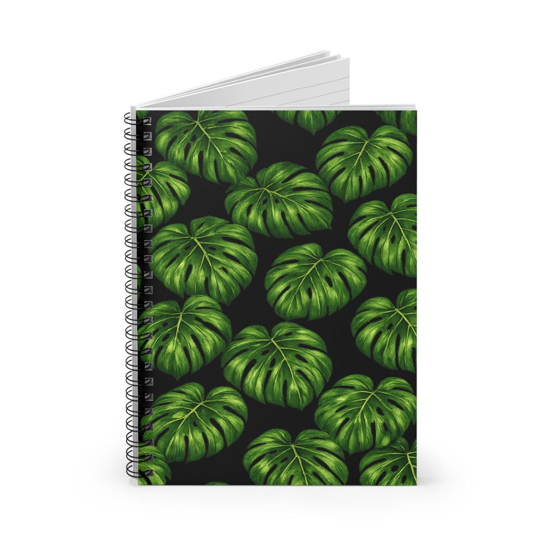 Monstera Leaf Pattern Spiral Notebook | Ruled Line - Etsy