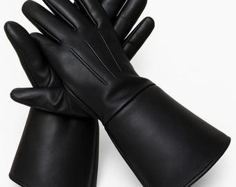 Mens Leather Steampunk Gauntlet Gloves: Renaissance Cosplay, LARP