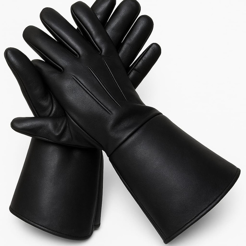 Medieval Renaissance Long Cuff Leather Gloves Made of Real