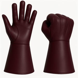 Burgundy Leather Long Cuff Gloves: Medieval Renaissance Cosplay