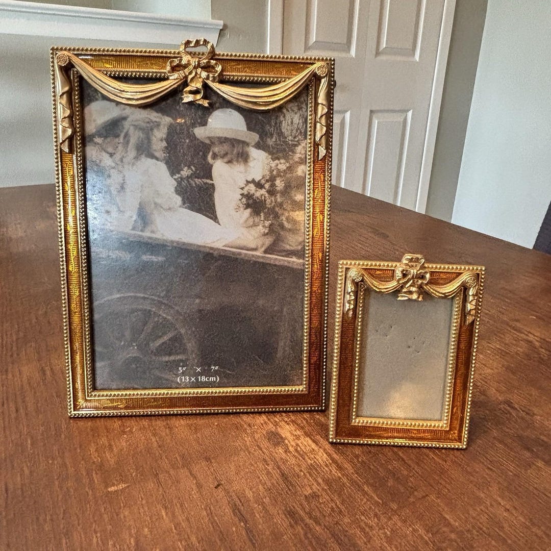 Victorian Style Enameled and Gold Frames Set of Two Vintage - Etsy