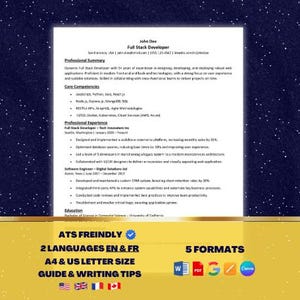 Beste 2025 Minimalistische ATS Lebenslauf Vorlage | 100% ATS-freundlich | Word, Pdf, Canva, Google Docs, Apple Seiten | A4, US Letter | Englisch, Französisch