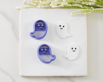 Happy Ghost Polymer Clay Cutter | Mirrored Set | Multiple Sizes | Halloween Clay Cutters | Spooky Clay Cutters | Clay Tools
