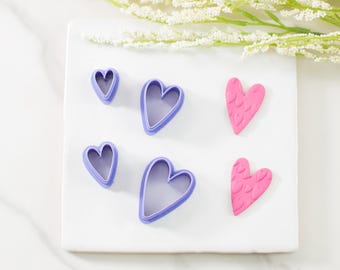 Tall Slender Heart Polymer Clay Cutter | Multiple Sizes | Valentine's Day Clay Cutter | Clay Cutters for Earrings | Clay Tools