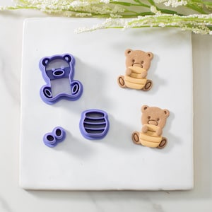 Bear Holding a Honey Pot Polymer Clay Cutter | Bear Clay Cutters | Spring Clay Cutter | Cute Clay Cutters | Animal Clay Cutter | Clay Tools