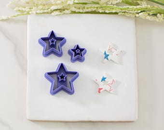 Star with Cutout Polymer Clay Cutter | Multiple Sizes | Shape Clay Cutters | Star Clay Cutters | Fourth of July Clay Cutters | Clay Tools