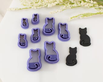 Cat Polymer Clay Cutter #3 Mirrored Set | Multiple Sizes | Clay Cutters for Earrings | Halloween Clay Cutters | Clay Tools
