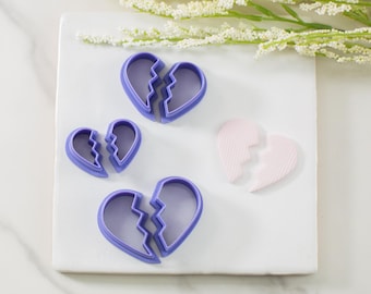 Broken Heart Polymer Clay Cutter | Multiple Sizes | Valentine's Day Clay Cutter | Clay Cutters for Earrings | Clay Tools