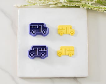 School Bus Polymer Clay Cutter | Mirrored Set | Multiple Sizes | Back to School Clay Cutters | Teacher Appreciation | Stud Clay Cutter