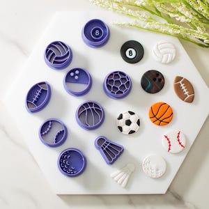 Sports Balls Polymer Clay Cutters | Football Baseball Softball Basketball Soccer Volleyball Bowling Ball Badminton 8 Ball Golf Ball