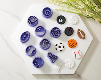 Sports Balls Polymer Clay Cutters | Football Baseball Softball Basketball Soccer Volleyball Bowling Ball Badminton 8 Ball Golf Ball