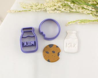 Milk and Cookies Polymer Clay Cutters | Food Clay Cutters | Multiple Sizes | Clay Cutters for Earrings | Clay Tools