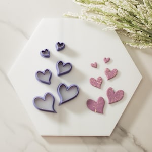Whimsical Heart Polymer Clay Cutters | Valentines Clay Cutter | Modern Cutter | Trending Clay Tools | Clay Cutter Set | Six Part Set