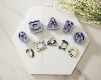 Cutout Shapes Polymer Clay Cutters | Square Clay Cutter | Modern Cutter | Trending Clay Tools | Circle Rectangle Oval Triangle