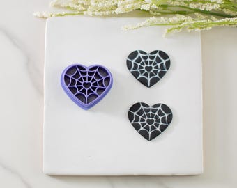 Spiderweb Heart Polymer Clay Cutter | Multiple Sizes | Halloween Clay Cutters | Spooky Clay Cutter | Clay Tools