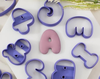 Bubble Letters Polymer Clay Cutter Set | Uppercase Alphabet and Numbers | Clay Tools