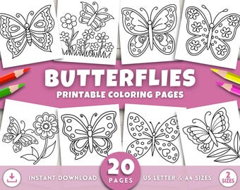 Butterfly Coloring Pages for Kids, Butterfly Printable Activities, Bold and Easy Butterfly Art, Spring Coloring Sheets, Nature Coloring Book