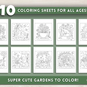Pu&ograve; includere: Dieci fogli da colorare per tutte le et&agrave; con scene di giardini super carini. Ogni foglio presenta un'illustrazione diversa a tema giardino, tra cui animali, fiori ed elementi del giardino. Le immagini sono disegni a tratto in bianco e nero, pronti per essere colorati.