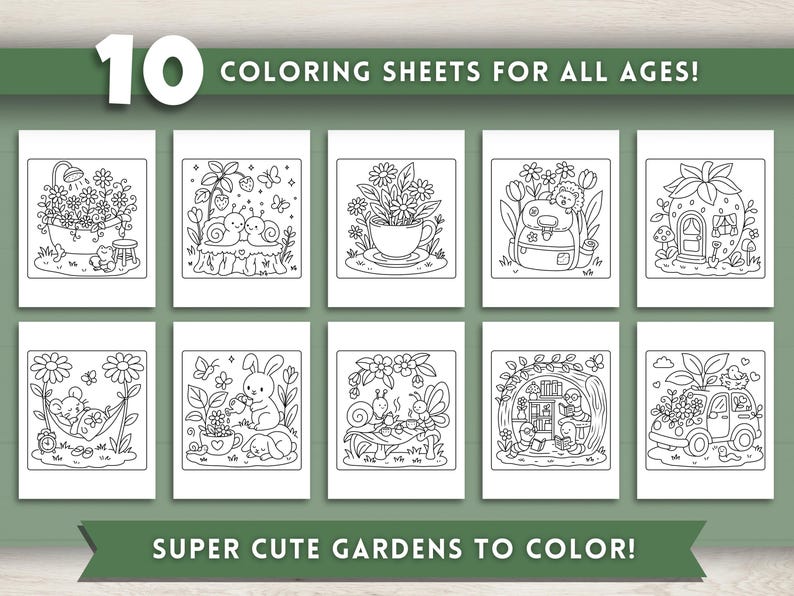 Pu&ograve; includere: Dieci fogli da colorare per tutte le et&agrave; con scene di giardini super carini. Ogni foglio presenta un'illustrazione diversa a tema giardino, tra cui animali, fiori ed elementi del giardino. Le immagini sono disegni a tratto in bianco e nero, pronti per essere colorati.