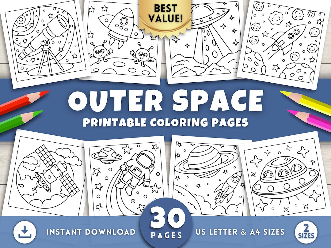 Outer Space Coloring Pages for Kids, Toddlers & Preschoolers