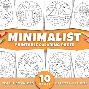 Minimalist Coloring Pages for Adults, Simple Line Art, Boho Coloring, Minimalist Landscapes & Easy Coloring Pages, Bold and Easy Patterns