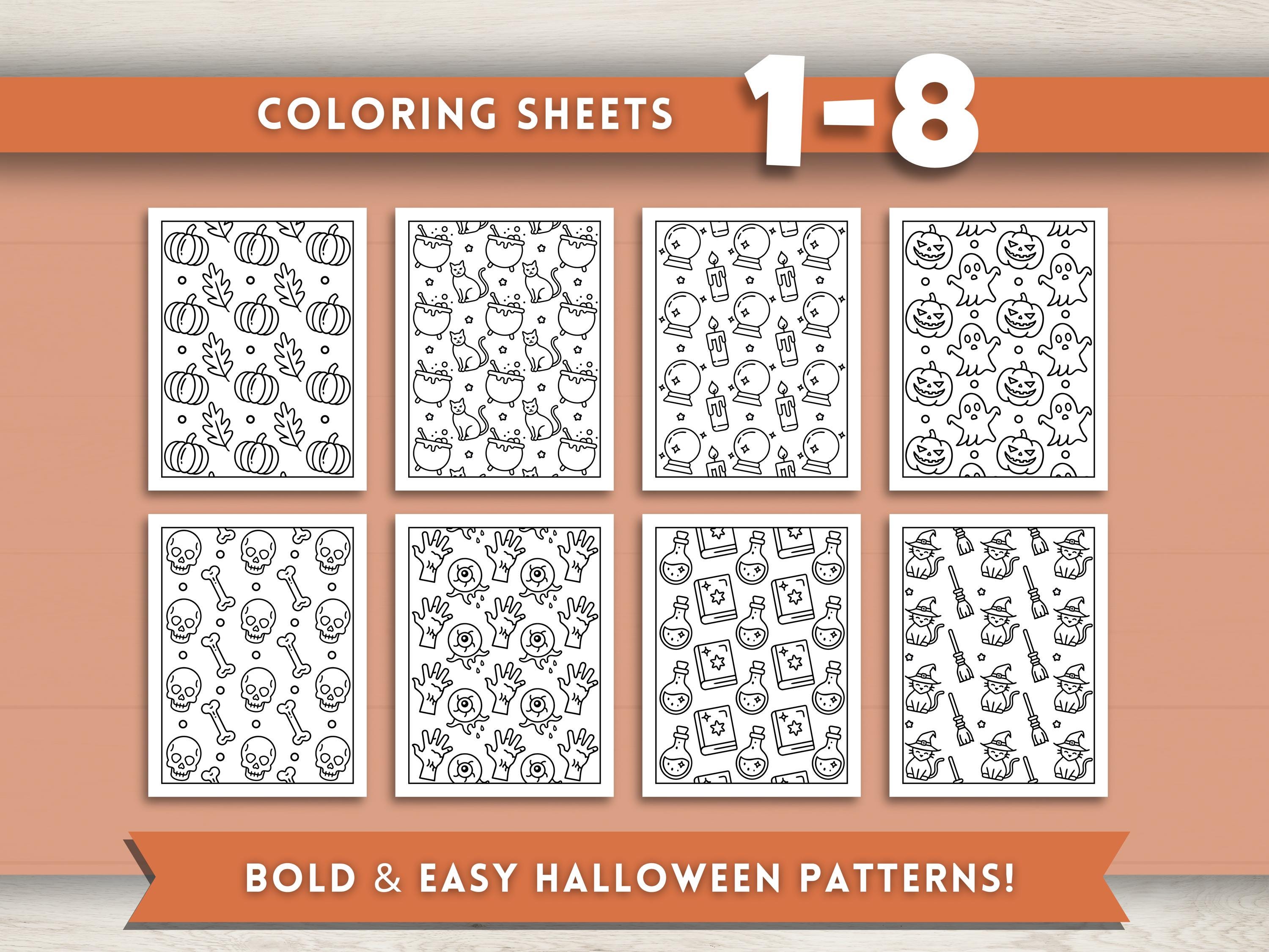 Halloween Pattern Design Coluring Halloween Patterns Coloring Pages for Kids and Adults, Bold & Easy ...