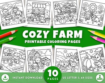 Disegni da colorare di fattoria carini e accoglienti per bambini e adulti, pagine da colorare facili e stampabili, simpatici animali da fattoria, animali da colorare, attività con gli animali da fattoria