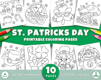 Páginas para colorear del Día de San Patricio, actividad imprimible para niños, manualidades para niños, actividades para el aula